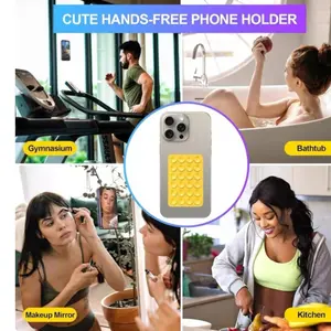 3 Pack Silicone Phone Mounts, Reusable Adhesive Phone Grips for Desk Wall Car Dashboard, Compatible with iPhone Samsung