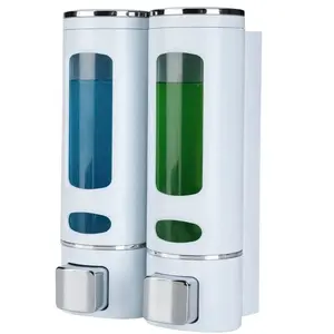 Shower soap Dispenser, Shampoo and Conditioner Dispenser, Shampoo Dispensers for Shower Wall Mounted, soap/Shower Separator 2 Chamber White, Hotel Bathroom, Home, Shopping mall Bathroom Automatic Pump Lotion