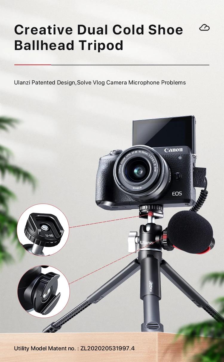 Ulanzi MT-14 Aluminum Alloy Tripod 2KG Load with 360° Ballhead 1/4 Screw Light Portable Vlog Kit Light Desktop Tripods For Phone