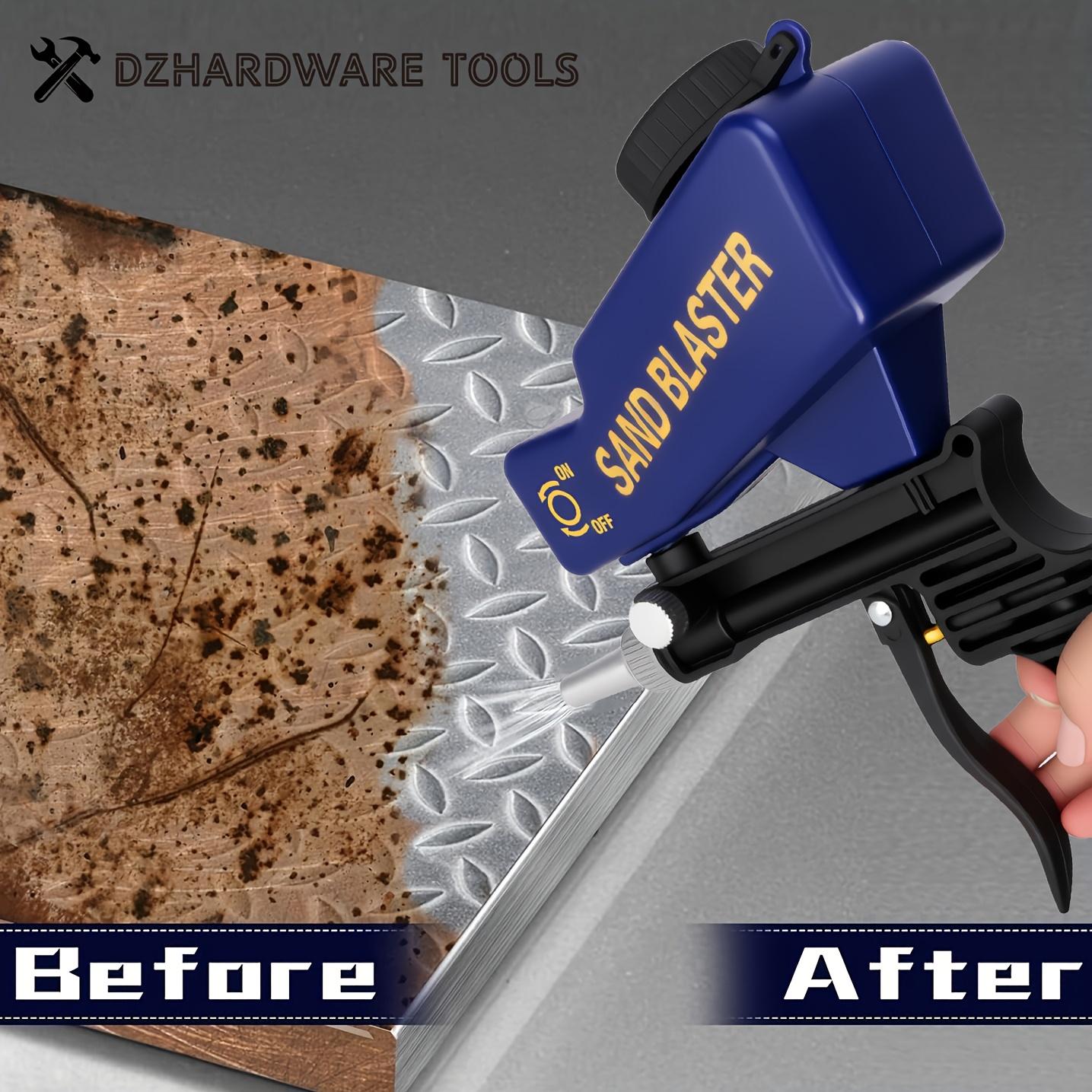 Portable Ergonomic Sandblaster for Paint and Rust Removal, 600cc Capacity, Adjustable Gravity Feed, Compatible with Multiple Abrasives, Sandblasting Tools