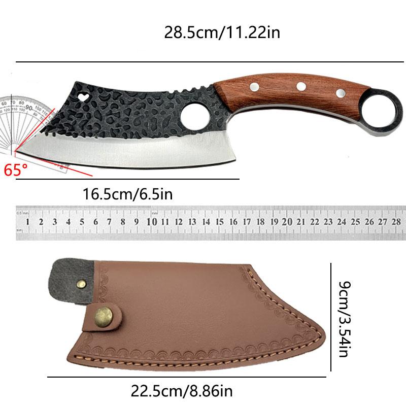 Premium Stainless Steel Forging Meat Cleaver and Bone Knife, Wooden Handle, Ideal for Home Cooking, Camping, BBQ, Festival Use, Stainless Steel Knives