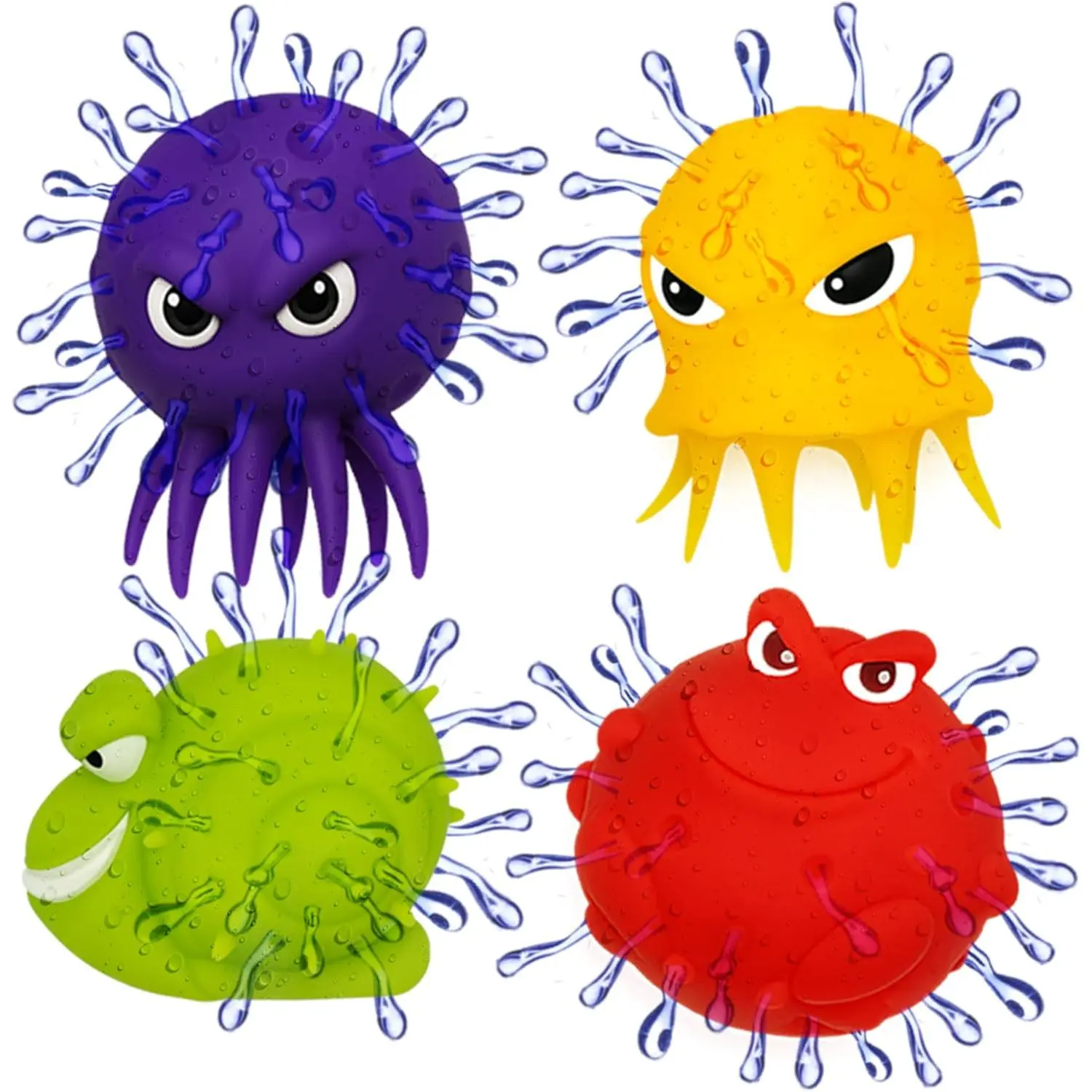 Sea Animal Octopus Water Balls 4 Pack - Pool Toys Outdoor Activity Game Bath Tub Sensory Octopus Absorbent Splash Balls Bomb, Floating Swim Toys, Easter Basket StuffersGift.