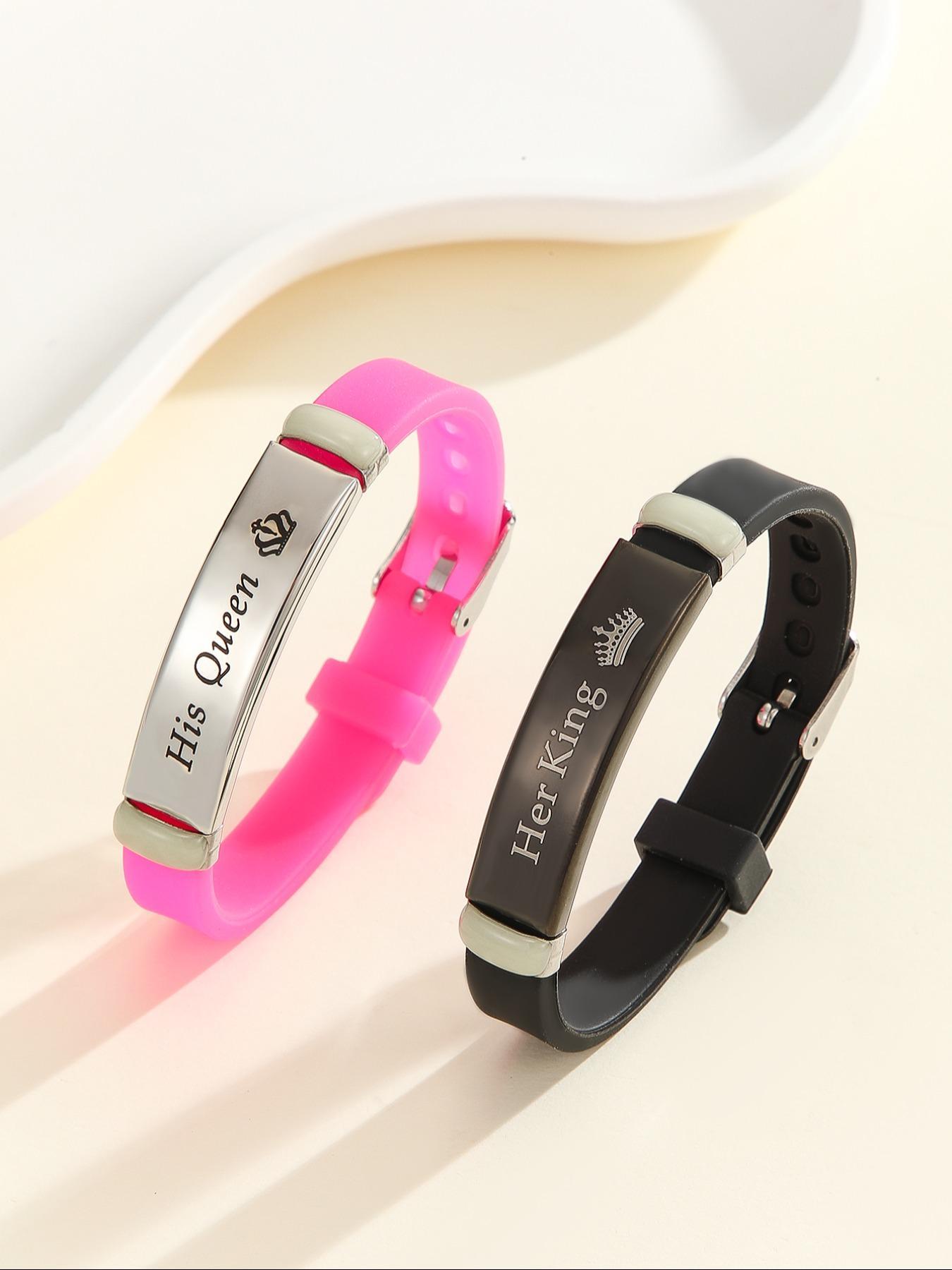 Couple Crown Pattern Luminous Couple Bracelet Set, Fashionable Glow in The Dark Bracelet for Women & Men, Trendy All-match & Exquisite Jewelry for Birthday Gift, Fashion Accessory