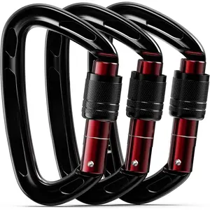 4inches 25kN-5621lbs Climbing Carabiners, UIAA CE Certified, Screw Lock, 7075 Aluminium, Lightweight, Rust Proof,  Mountaineering, Rappelling etc., Multi-Colors