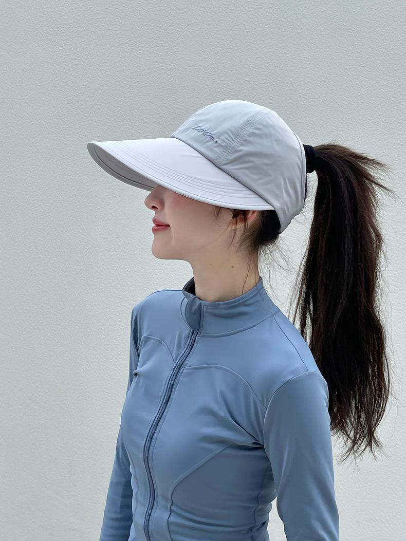 Women'S Wide-Brim Ponytail Sun Hat With Holes, Extra Coverage, Lightweight And Breathable, Suitable For Outdoor Travel, Beach Excursions, Daily Casual Wear, Unisex, UV Protection Fishing Sun Hat, Adjustable For Summer Leisure