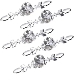 Drawer Dresr Knobs Pull Handles - Crystal Glass Diamond Decorative Knobs with Plate, Cabinet Cupboard Door Knobs with Screws for Kitchen Bathroom Office Decoration Pack of 5