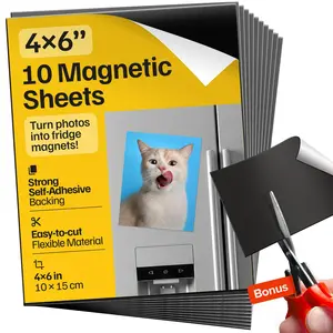 Strong Self-Stick Adhesive Magnetic Sheets 10 Pcs (4x6/10x15cm) – Magnetic Paper for Photo, Magnet Stickers, Labels, Science Education Magnets, Teacher Must Have, Whiteboards, Office