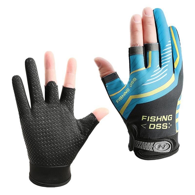 Cycling Lure Fishing Gloves UV Protection Windproof Breathable Cut-Resistant Non-Slip Three-Finger Gloves for Spring Summer Winter Sports Fishing Gear