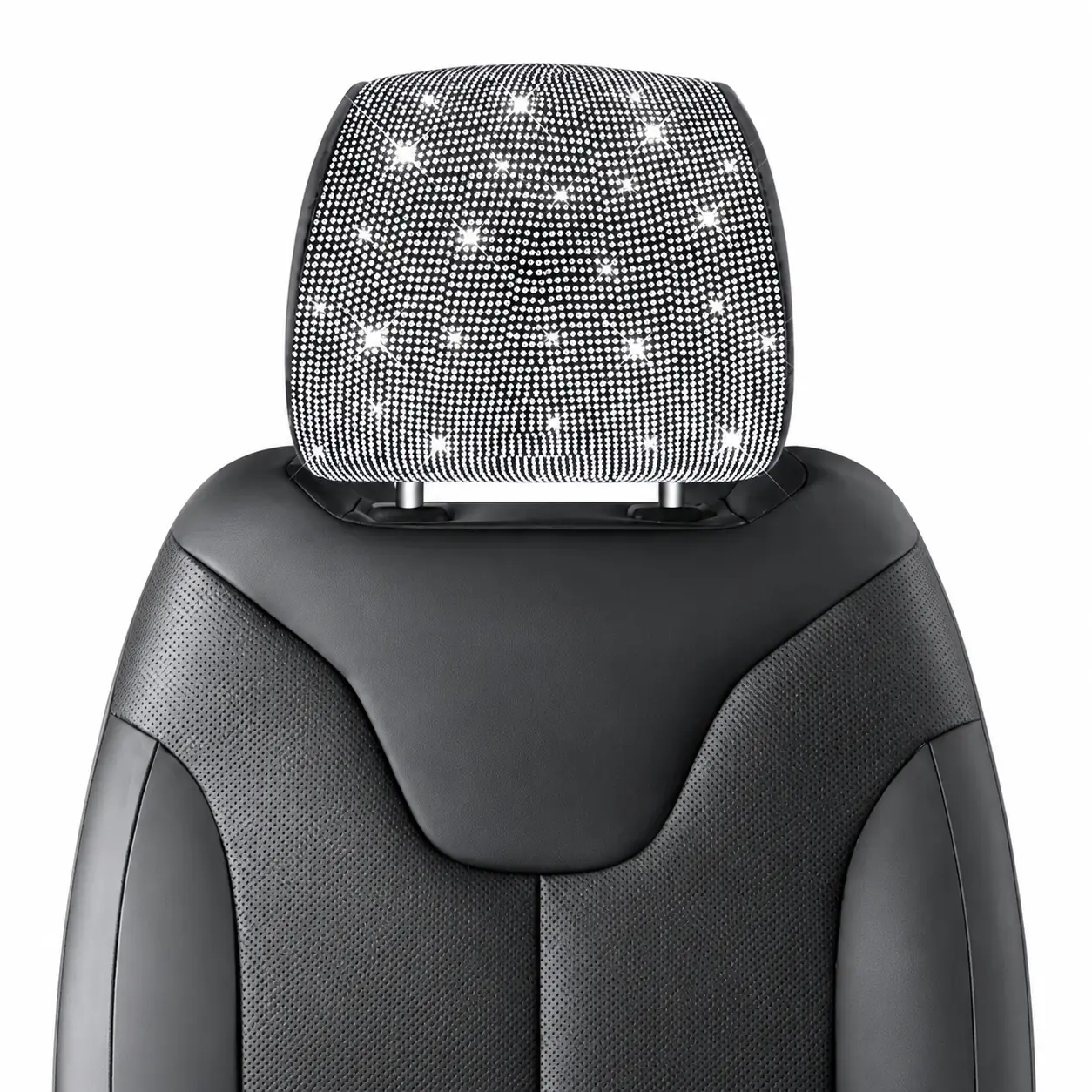 Breathable Ice Silk Car Headrest Pillow Cover with Elegant Rhinestone Trim – Universal All-Season Cooling Cushion for Women, Soft Cotton Interior Accessory Compatible with Most Vehicle Seats