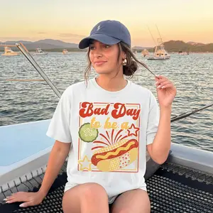 Bad Day to be a Hot Dog Funny Summer Tee,Hot Dog Shirt, Funny Retro Hotdog, t shirts for men,Trendy Shirt for Women