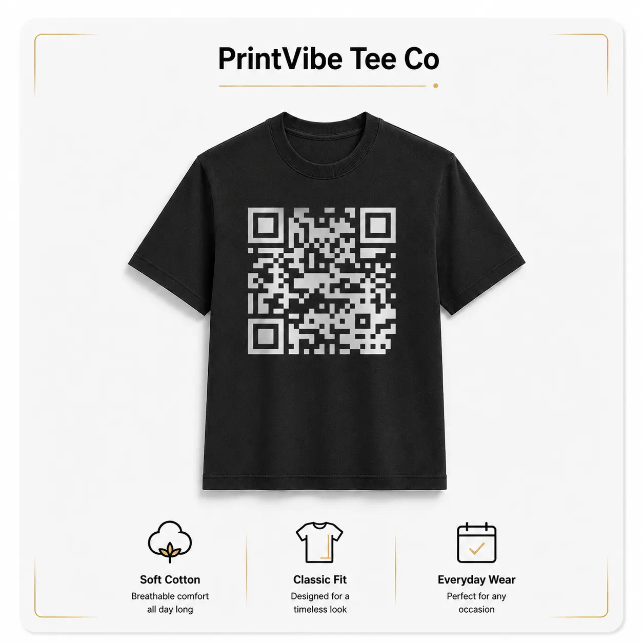 Men's Fitted Funny Graphic T-Shirt - Casual Soft Cotton Streetwear Top with FU QR Code Print, Short Sleeve Round Neck for Everyday Wear, Funny Shirts, Funny Gifts For Guys