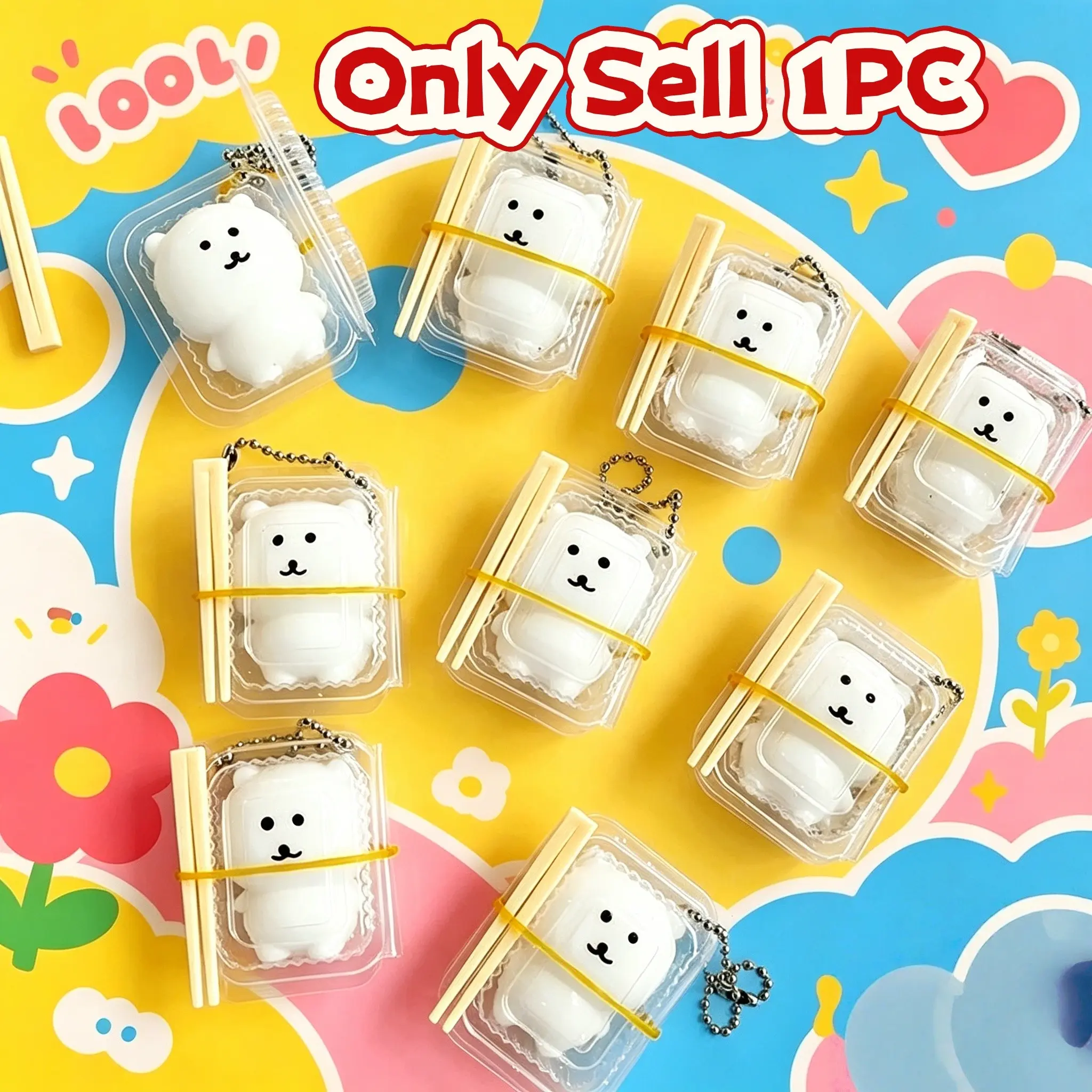Cute Bear Pressure Sensing Toy, Lunchbox Humor Keychain, Stress Relief Gift, Party Birthday Present, Figurine & Miniature