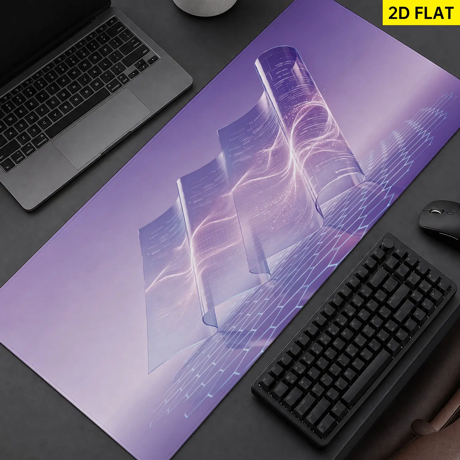 Extra Large futuristic holographic wave design Mouse Pad,Non Slip Rubber Pad,Desktop Decoration Drotection Pad,Washable,Lock Edge Multi Size,Premium Multipurpose Mousepad For Office,Gaming Desk,Gift for Family and Friends