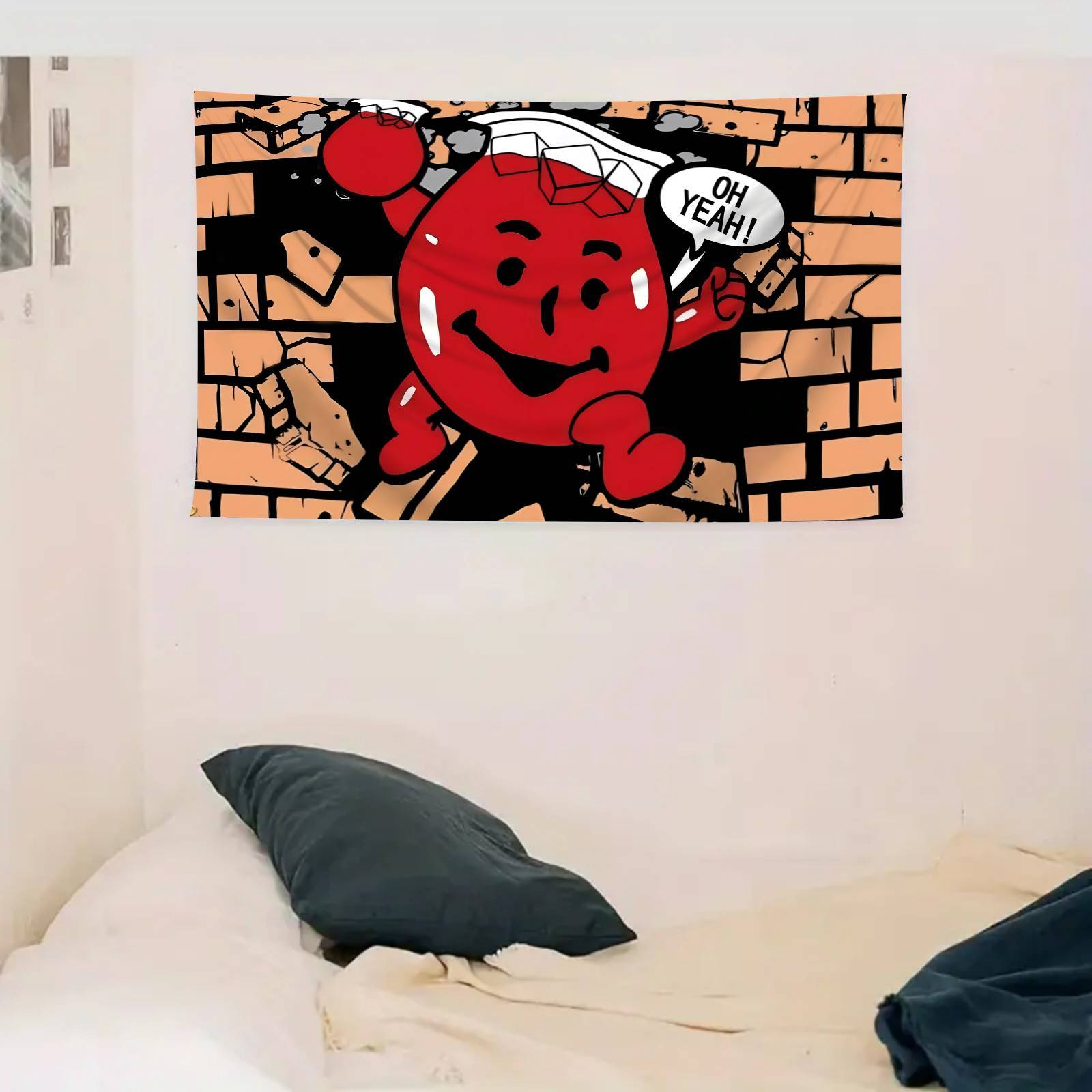 1pc Funny Red Gummy Bear Tapestry Art - Large Wall Hanging with "Oh Yeah!" Design, Vibrant Polyester Fabric, Multiple Sizes (23.6x35.4 Inch) for Bedroom, Living Room, Dorm Decor - Perfect Gift for Gummy Bear Fans, Bear Decor, Home Decoration, Dynamic Artw