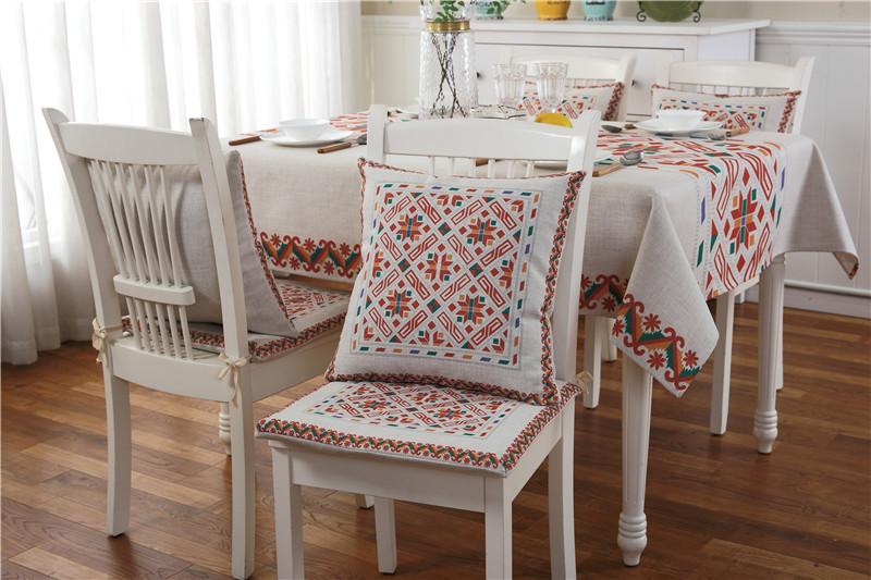 Imitation Linen Dining Chair Cushion, Seat Pad, Backrest Cushion, Pillowcase, Tablecloth, Multi-Purpose Cover Towel