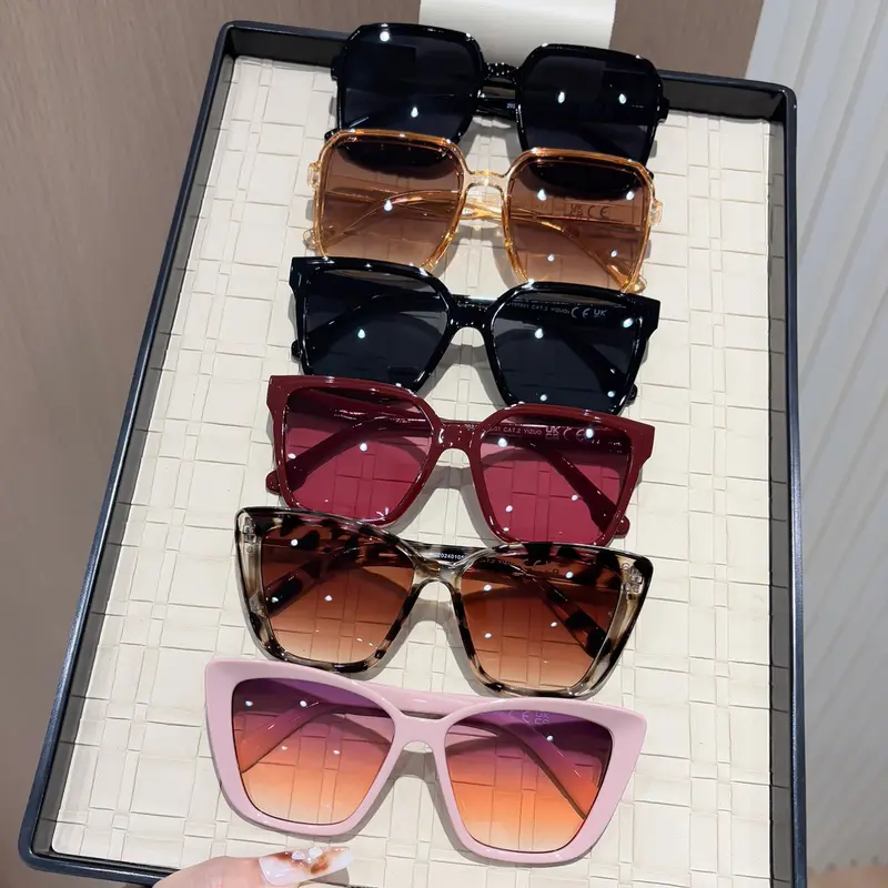 6 Pairs Classic Simple Women's Summer Sunglasses, UV400 Protection, Ideal for Daily Use, Office Reading and Driving