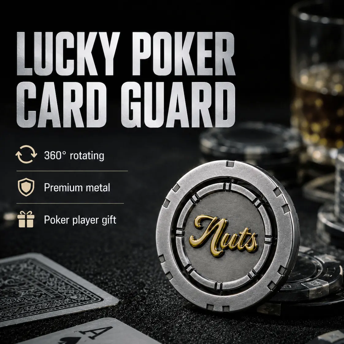 Premium Zinc Alloy Poker Card Protector Texas Holdem Poker Guard Lucky Charm Poker Accessories Gift