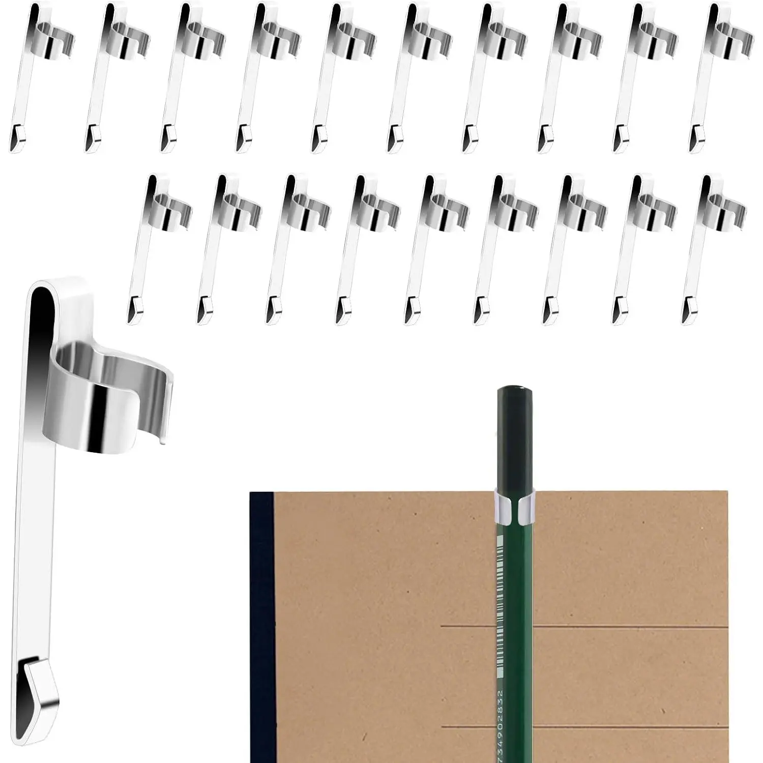 20 count Metal Pen Clips Pencil Holder Clip Snap in Pencil Clips Slide  Pencil Holder Portable Pen Holder Clips for Shirt Pocket for School Classroom Students Office