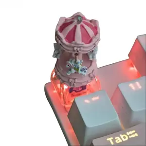 Handmade 3D Resin Unicorn Carousel Keycap, Cute ESC Replacement Key for Cherry MX Mechanical Switches, Custom Keyboard Decor Accessory, Aesthetic Desktop Ornament Ideal Gift for Her & Unicorn Enthusiasts