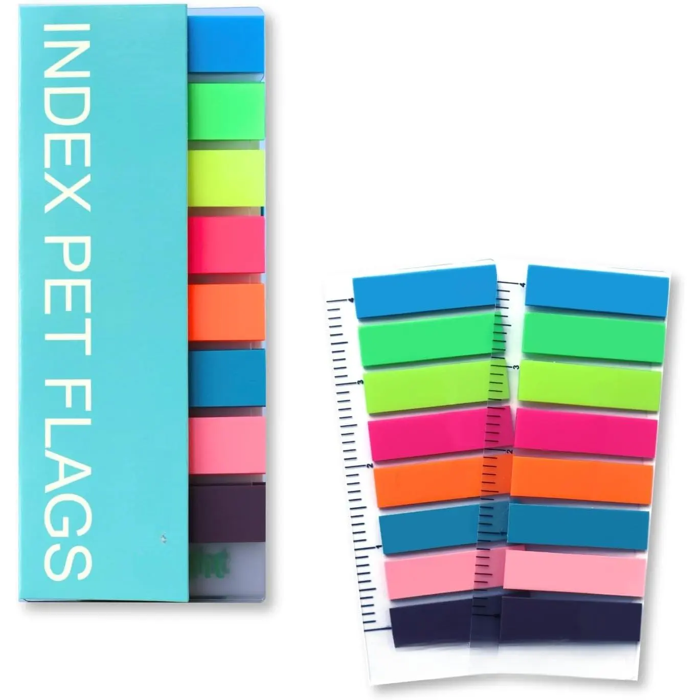 400 count Sticky Tabs for Books, Colored Transparent and Writable Page Markers with 4 Inch Ruler, Repositionable  Sticky Page Tabs for , Notebook, Office & School