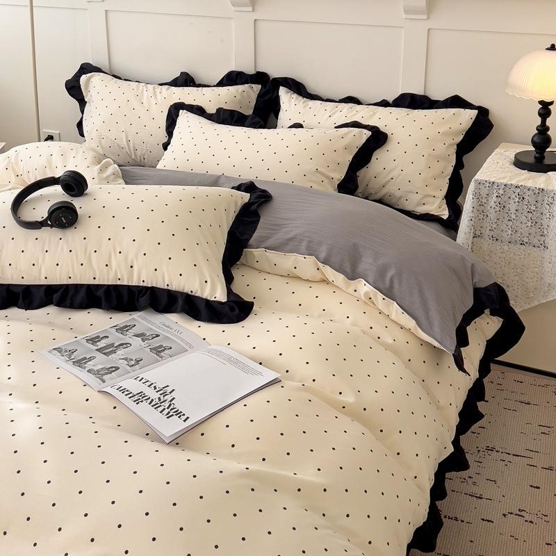 Polka Dot Pattern Bedding Set, 1 Count Bedspread & Pillowcase without Filler, Soft Comfortable Bedding Set, Decorative Bedsheet Sets for Home Bedroom