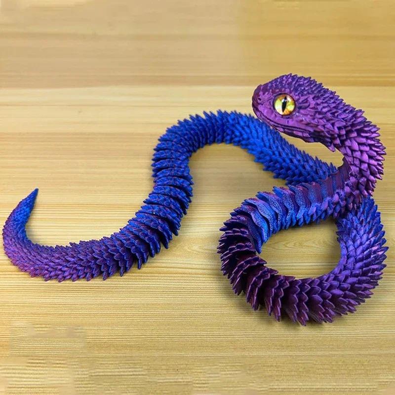 3D Printed Snake Movable Joint Fidget Toy Figurine Simulation Snake Office Desktop Ornament 2026 New Year Gifts Crafts Gift