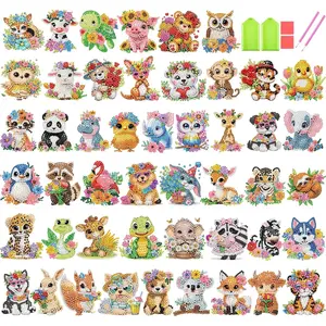 48 Pcs Diamond Art Painting Sticker Kits for Kids, Animal Diamond Gem Stickers Kit, 5D Animals Gem Art Stickers Mosaic for Kids Gift for Boys Girls 4-8-10-12 Years Oldfidget toys