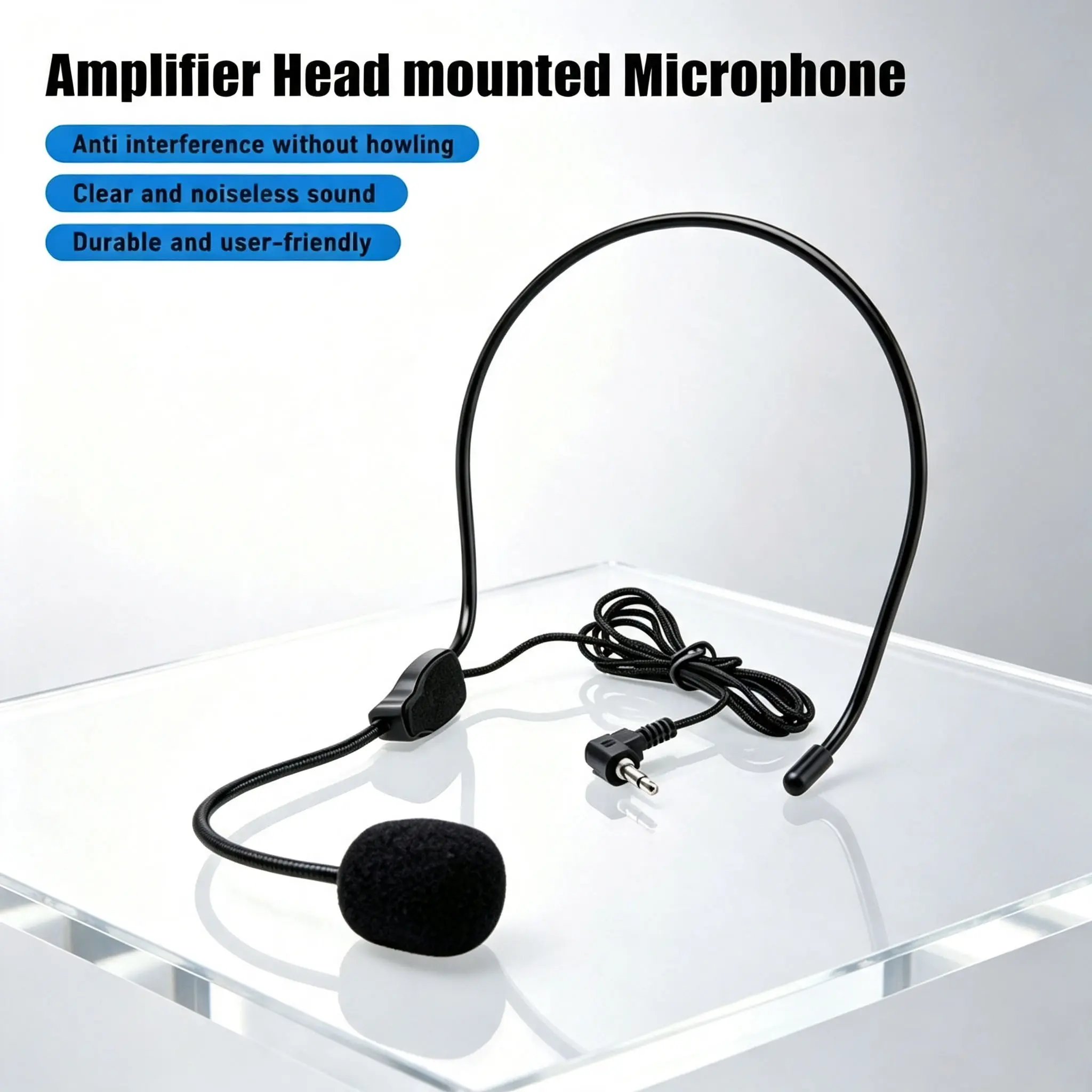 3.5mm Wired Headset Microphone, Anti-H Feedback Noise Reduction, Suitable for Amplifiers, Teachers, Tour Guides, Speakers
