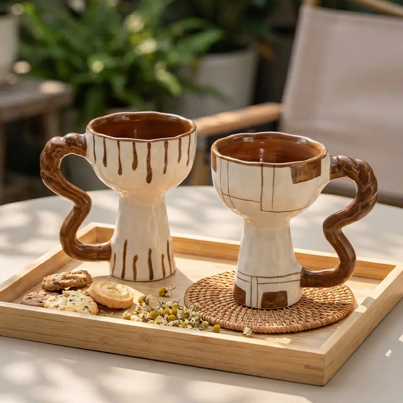 Underglaze hand-painted tall mug creative gift gift niche high-value gift hand-held coffee cup ceramic cup