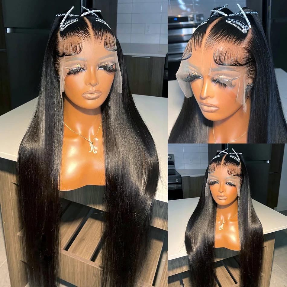 Bling Hair Beautiful Hd Transparent 13x6 Lace Frontal Human Hair Wigs Straight 13X4 Lace Front Wig 32 34 Inch 4x4 Lace Wig For Women Natural Color