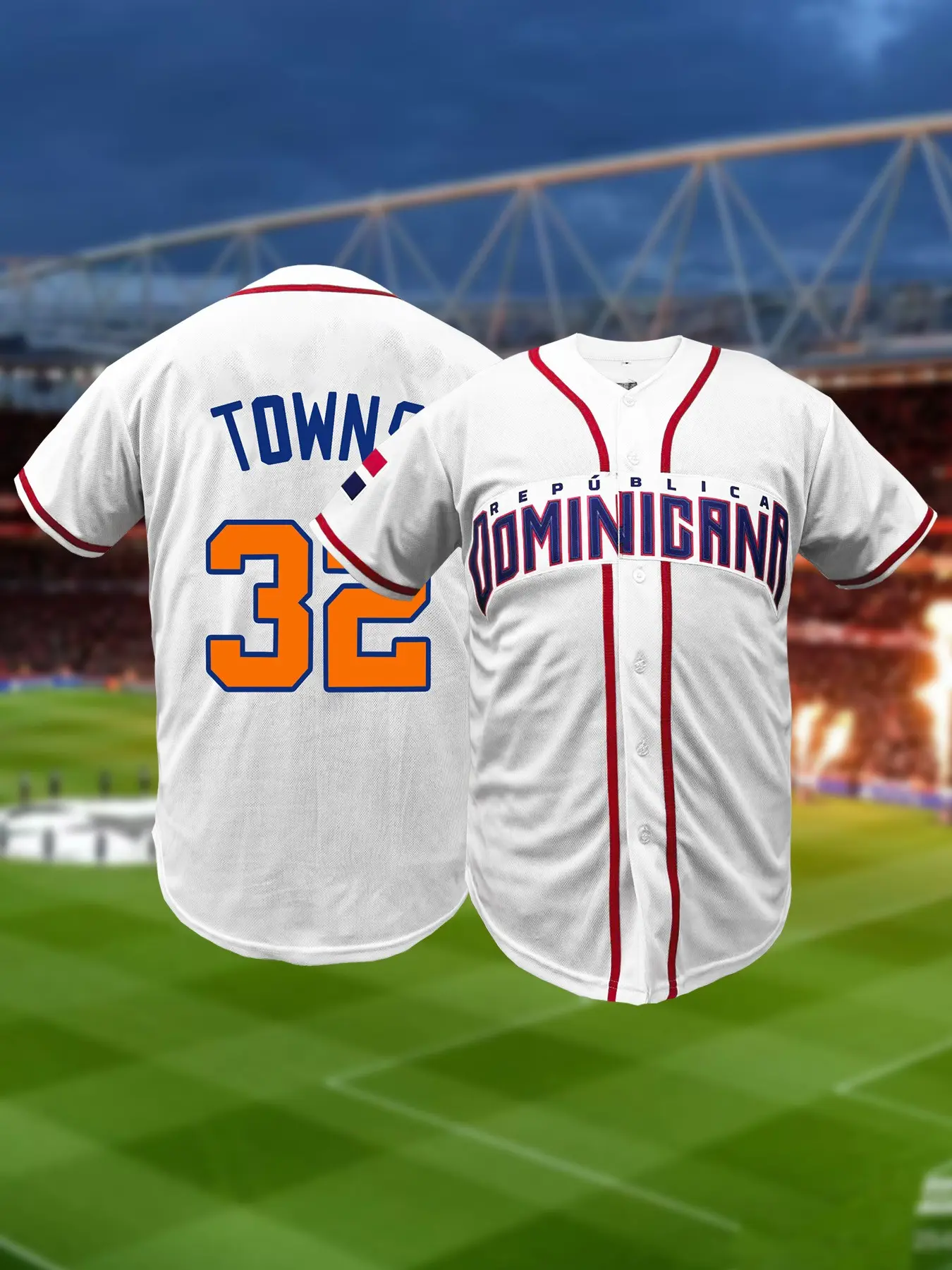 Dominicana #32 Stitched Oversized Baseball Jersey,Breathable Short Sleeve Baseball Shirt , Hip Hop Hipster Sportswear Button Down Shirts Sports Uniforms Men Women Jersey All Seasons Wear
