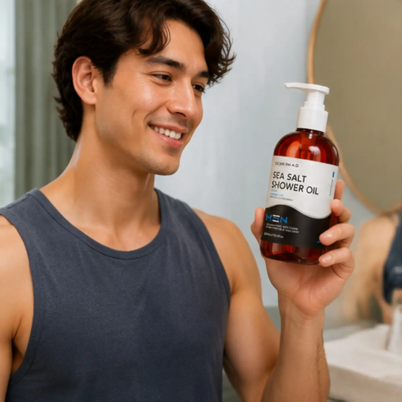 Sea Salt Shower Oil, amino acid, gentle cleansing, body cleansing, men, refreshing, comfortable and easy, 300ml/10.14fl.oz