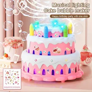 2026 Cake Bubble Machine, New Trendy Birthday Bubble Blower, Kids Handheld Automatic Electric Bubble Gun, Gift Set with 80ML Bubble Solution