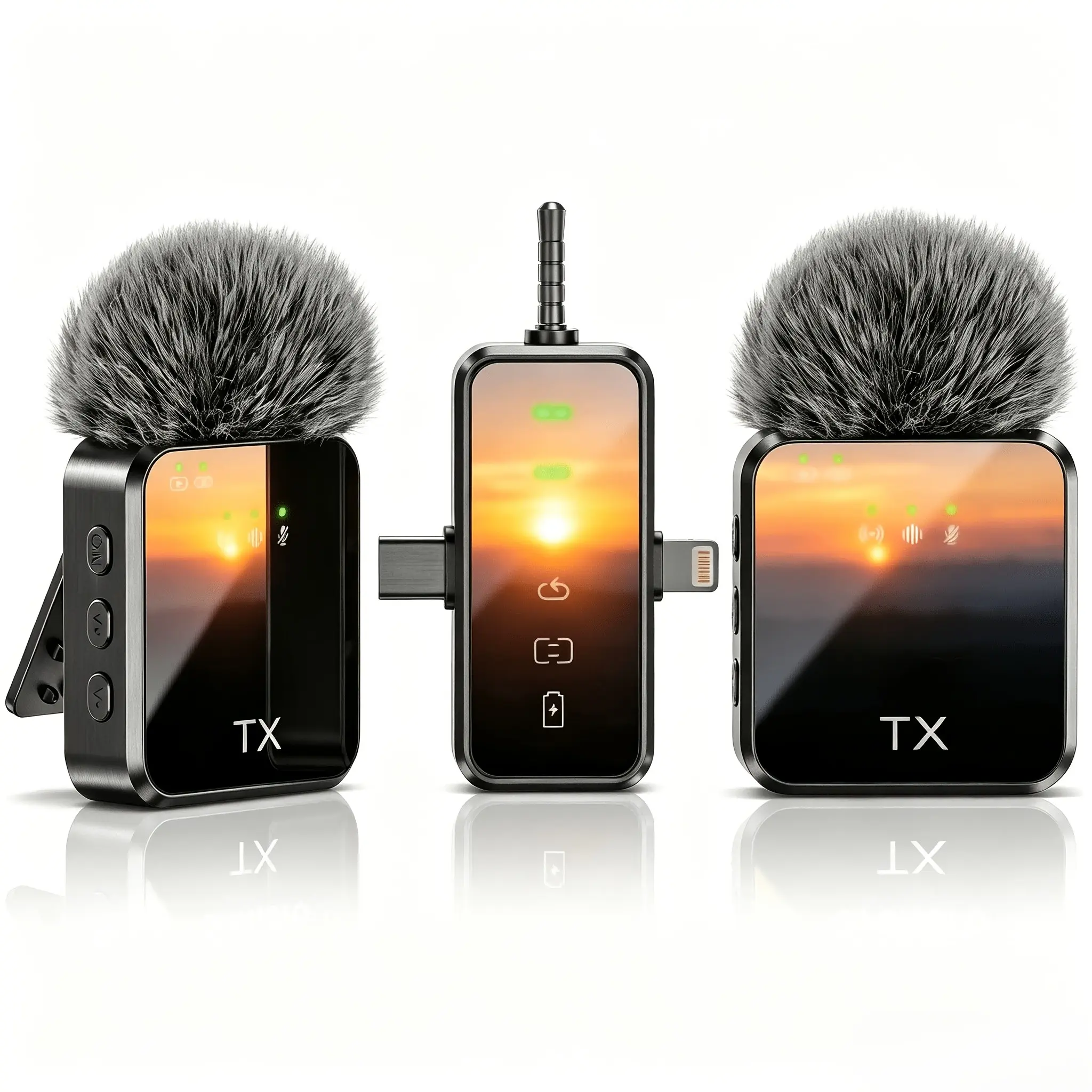 Three-In-One Wireless Lavalier Microphone, High-Quality Audio, 360° Pickup, USB-C Interface, 328ft Range, Ideal for Mobile Content, Live Streaming, Interviews