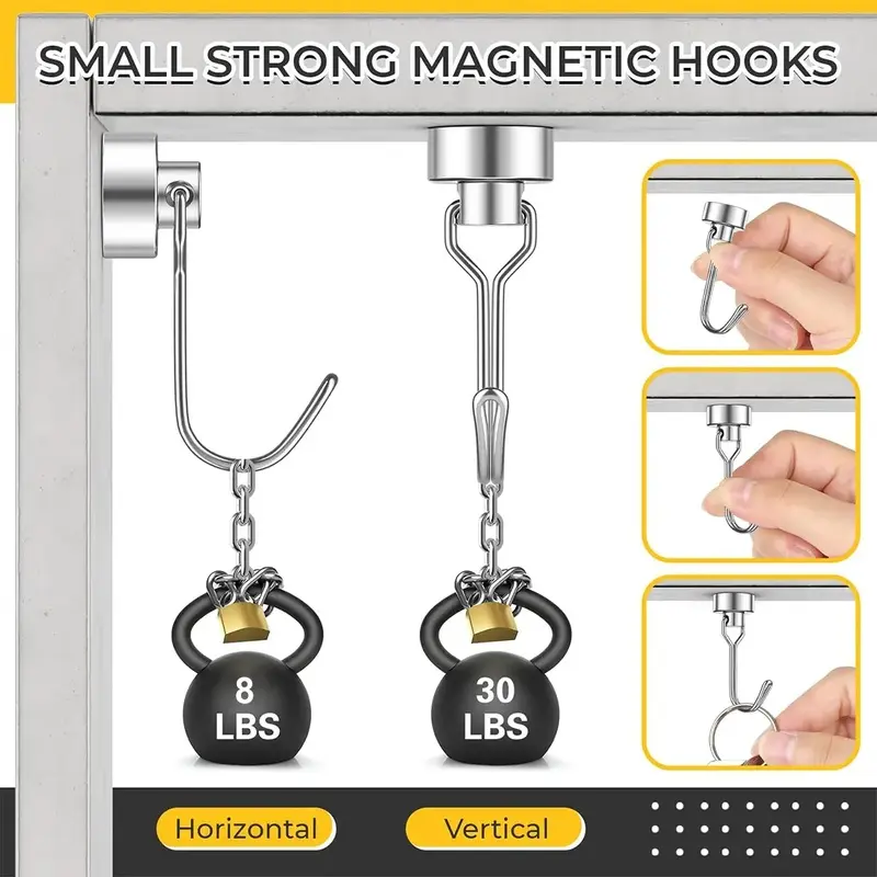 4 Pack Swivel Swing Magnetic Hook 30LBS Heavy Duty Magnetic Hooks Strong Neodymium Magnet Hook for Hanging, for Refrigerator and Other Magnetic Surfaces