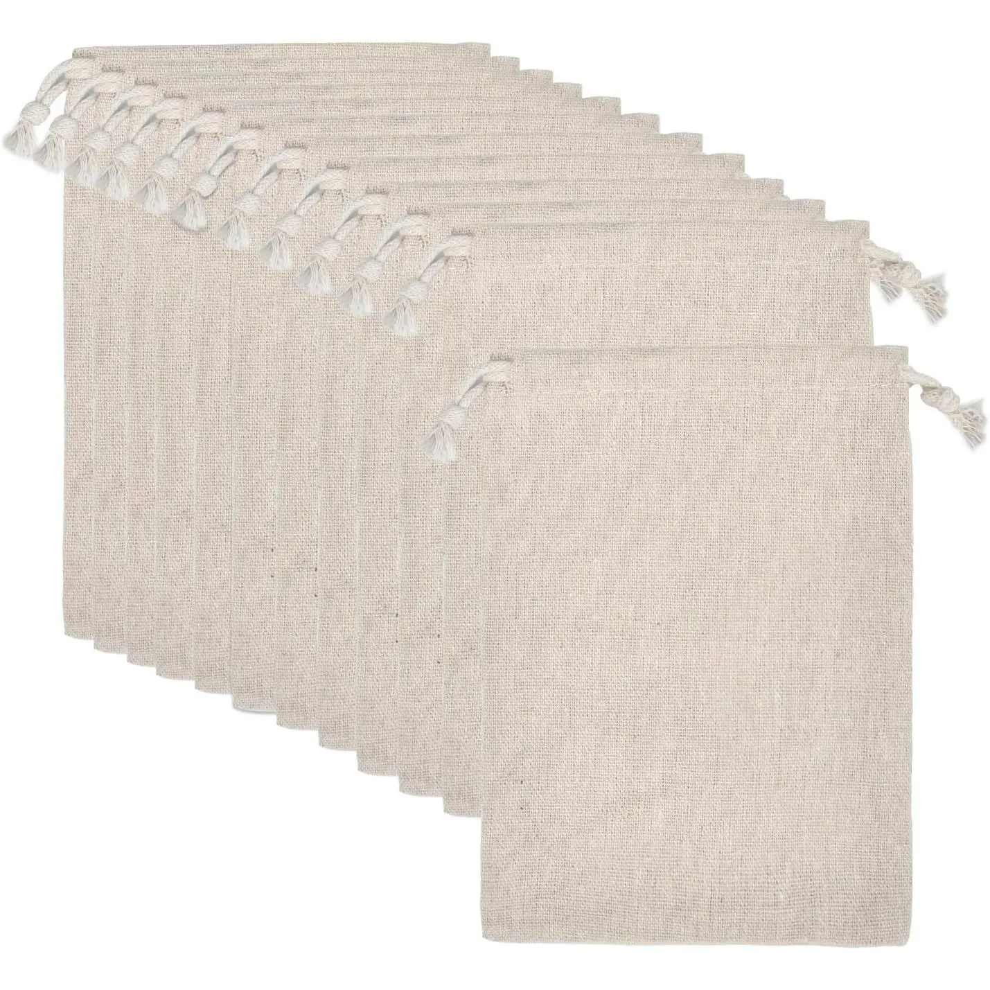 5x6.9 Inch Double Canvas Drawstring Bag Cotton Pouch Gift Sachet Bags Muslin Bag Reusable Tea Bag (25pcs)