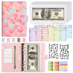 Cash Saving Budget Planning Set | A6 Circular Loose-Leaf Folder + 12 Budget Cards + 8 Cash Envelopes + 4 Posters | Achieve Financial Management and Saving