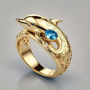 A Copper Micro-pave Dolphin Style Ring