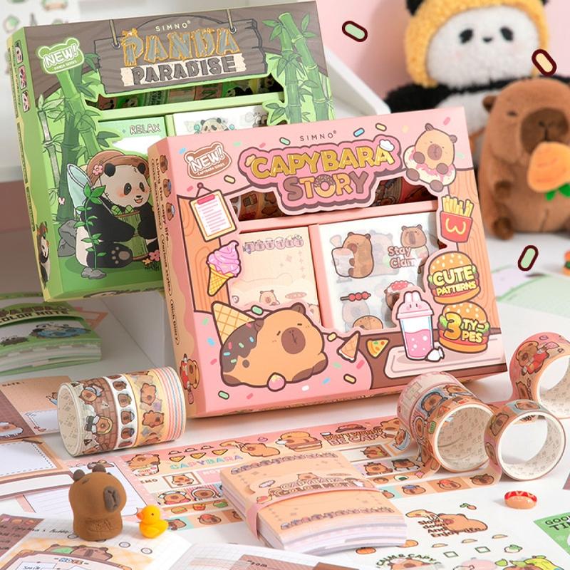 Cartoon Panda Themed Sticker & Tape Set, 120pcs/set Cute Sticker & Tape, DIY Decorative Sticker for Scrapbooking, Journaling, Gift Wrapping, Durable Adhesive Stickers, Stickers Kit