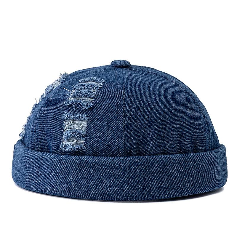 Hot Sale Broken Hole Landlord Hats Men's Street Hip-hop Hats Melon Dome Denim Cap Women's Sailor Hat Caps
