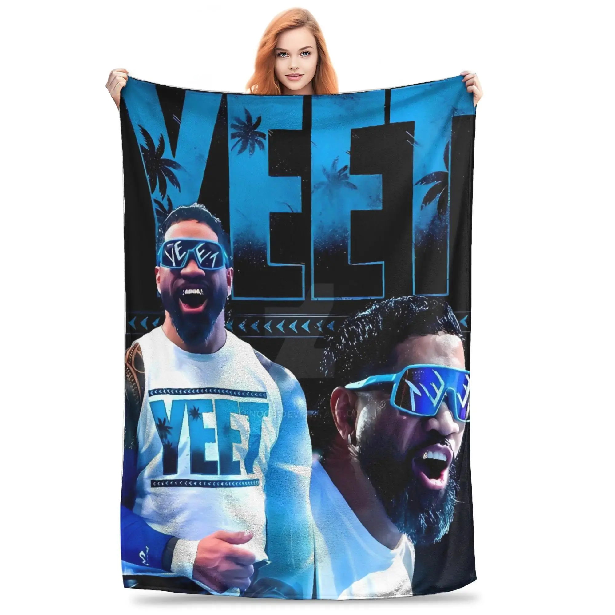 JEY YEET USO Wrestling Blanket  Soft Warm Street Trend Plush Bedding Throws For Child Bedroom Flannel Bedspread Bed Cover
