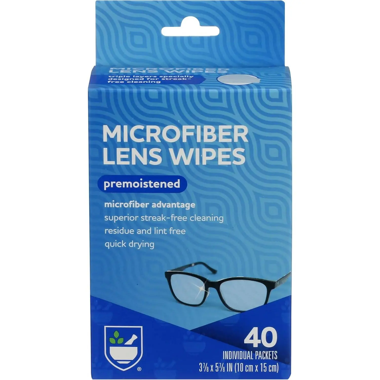 Eye Care Microfiber Lens Wipes, Premoistened, Individually Wrapped Packets - 40 Count | Quick Drying, Anti-Streak Formula| Eyeglass Cleaning Wipes | Eye Glass Cleaner and Cloths | Lens Wipes