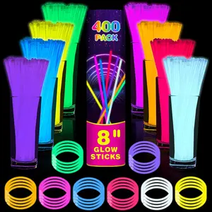 400 Pcs 8 inch Ultra Bright Glow Sticks Bulk Party Favors Pack,Christmas,Easter, Football, Birthday Decorations,Light Up Necklaces and Bracelets with 400 Connectorsfidget toys
