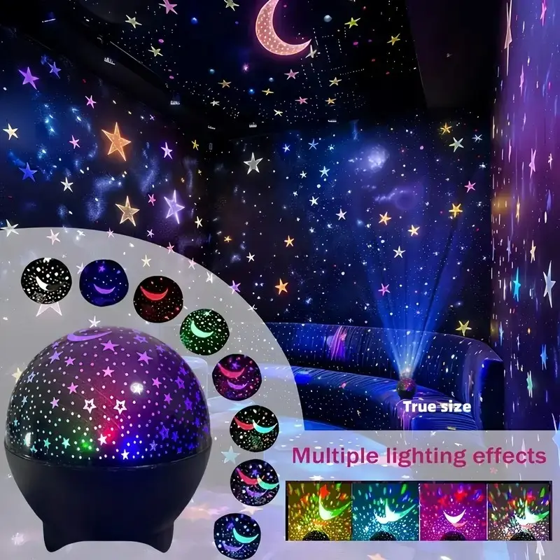 Star Moon Galaxy Projector Night Light, Multi-Color Starry Sky Projection Lamp, Romantic Bedroom Atmosphere Decor, Holiday Gift