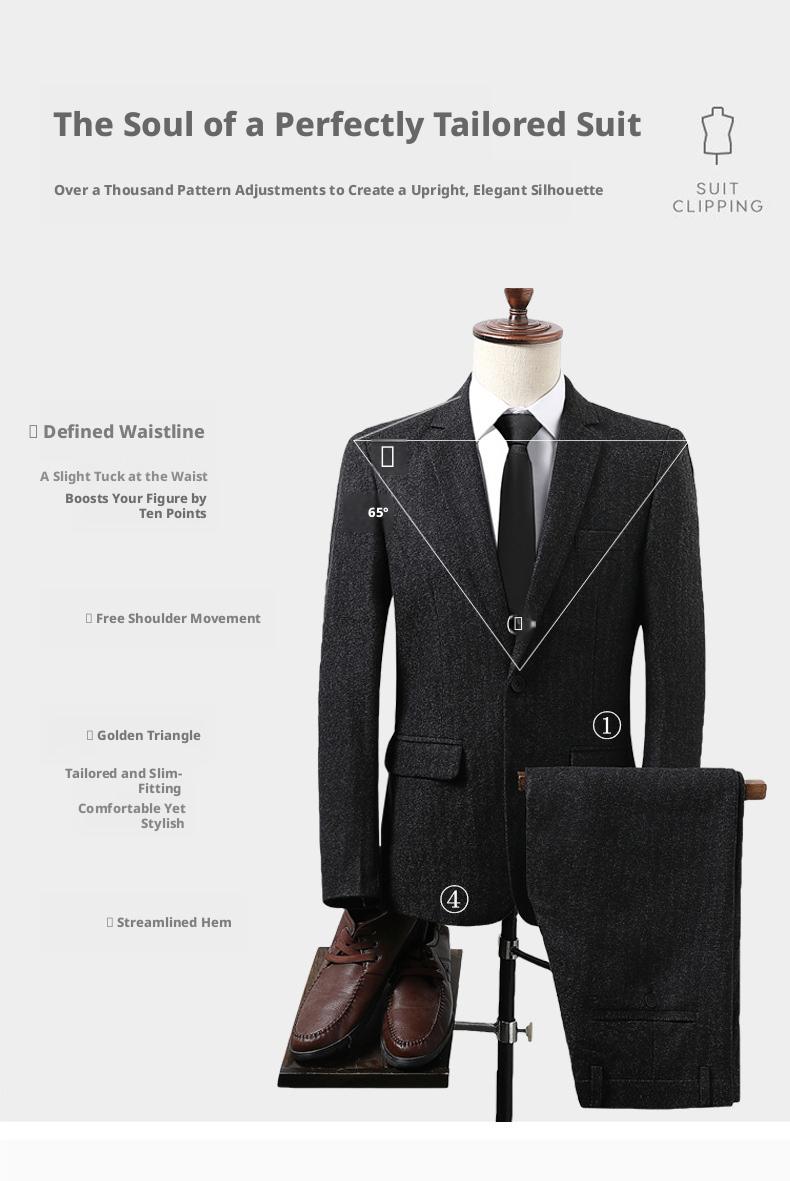 Men's All-Season Slim Fit Casual Suit  One-Button Notch Lapel Jacket with Pocket Detail & Center Vent