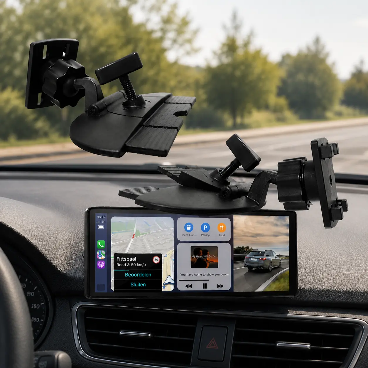 Car CD Slot Mount for CarPlay Screen with Secure Lock Design Rotatable Support Holder for GPS Display Devices
