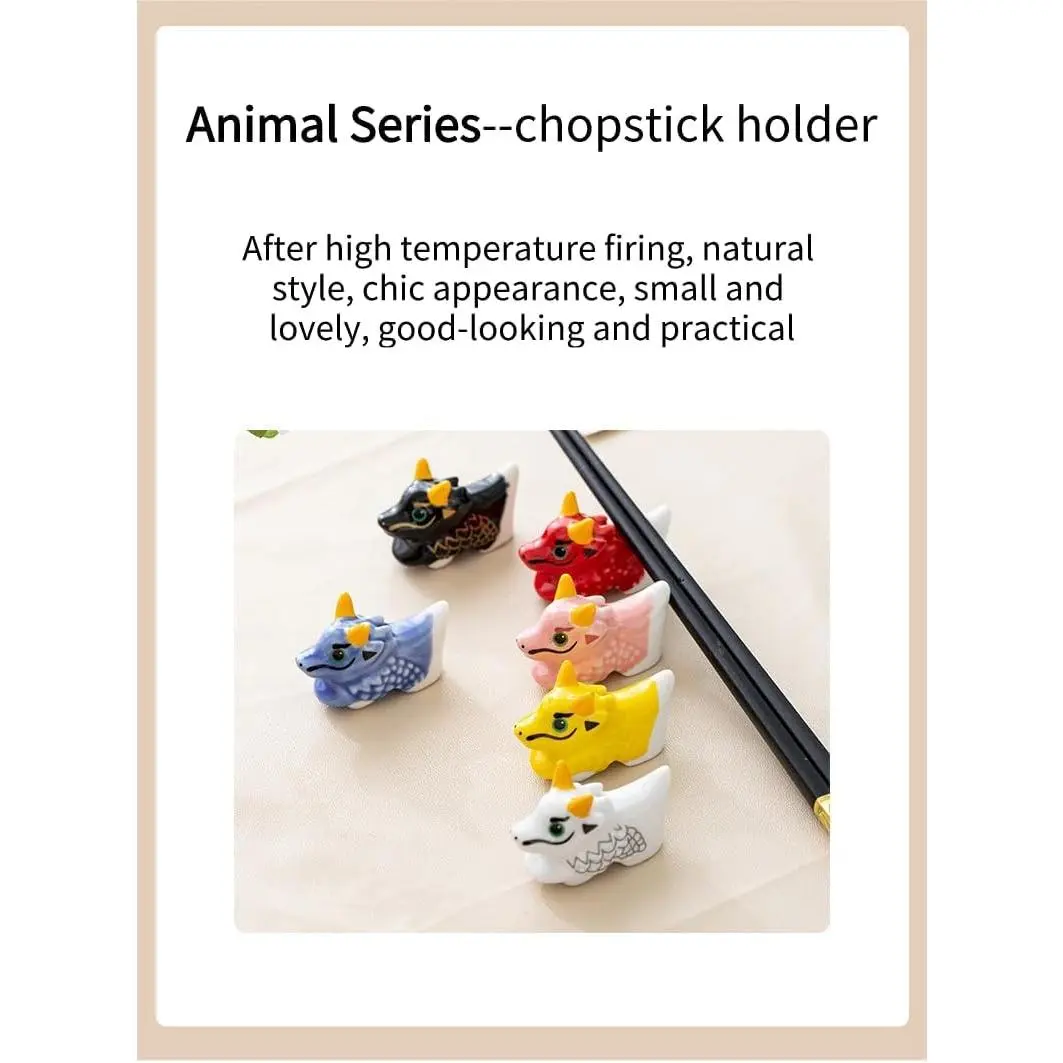 Japanese groceries, animal series, ceramic chopstick holders, spoon holders, knife and fork holders, home decorations, dragon shapes in oriental myths, multiple colors, 6pcs
