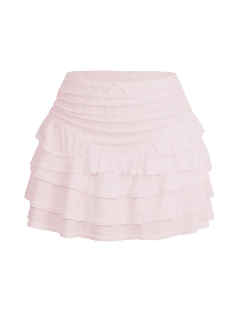 Spring and Summer Y2K Sexy Casual Ruffle High Waist Bow Half Skirt Mini Skirt