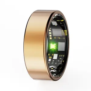 Smart Ring Health Tracker, Blood Pressure & Heart Rate Monitoring, Gold Charging Case Version, Bluetooth, Durable, Portable, IP68 Waterproof, Lightweight Comfortable Wearable for Daily Wellness & Workout Sleep Analysis