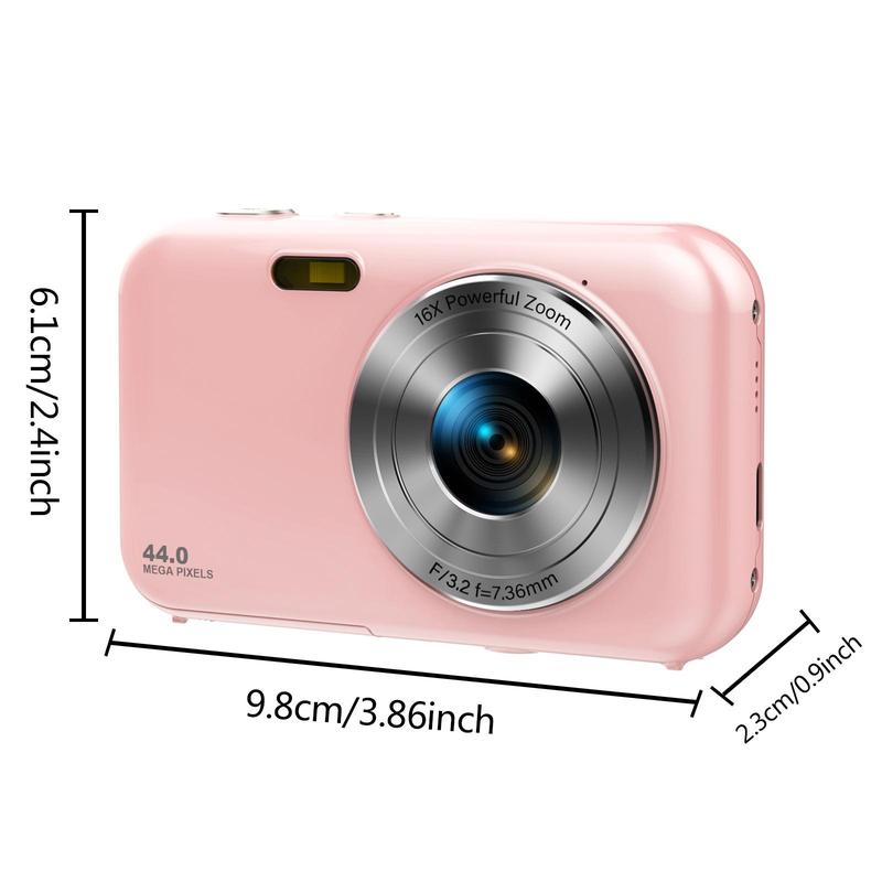 16X Optical Zoom Digital Cameras with 32GB Memory Card for Summer, 1080P＆44MP Video Photo Camera, Pink Portable Camera, Anti-shake Point & Shoot Camera Electronics, Digital Camera, Travel Accessories